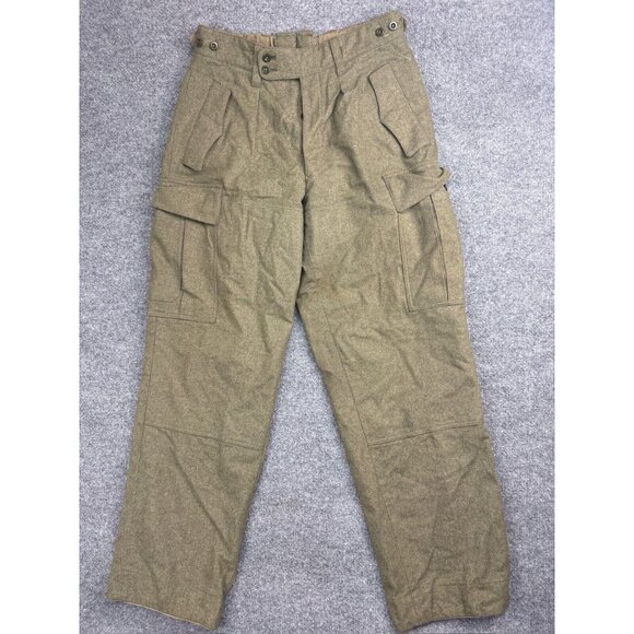 Vintage Niemann & Co Military Pants Men's 30x30 Green Wool Cargo Pockets Pleated - Picture 1 of 7